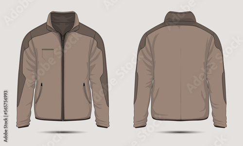 Front and back long sleeve military jacket mockup