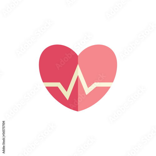Heart beat line. Pulse trace flat vector icon.