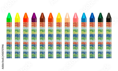 Colorful wax crayons on white background. Wax crayons