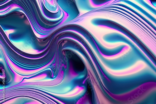 Holographic teal  pink and blue frosted molten plastic waves background texture