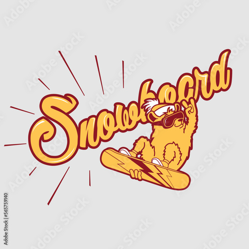 bear on a snowboard