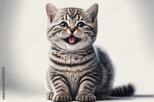 cute cat smiling, funny pet, happy pet isolated on white background, Generative AI © ThisDesign