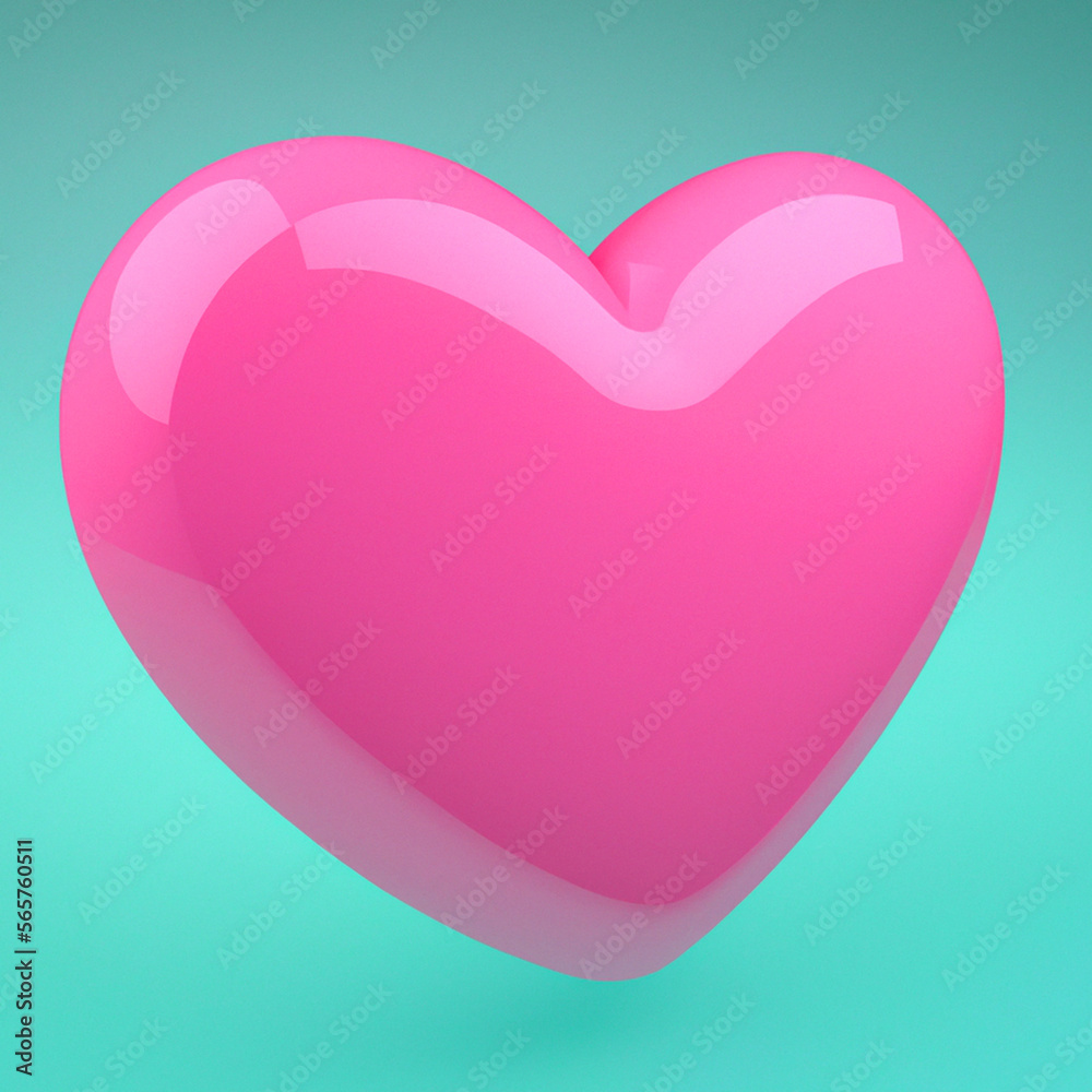 Pink heart shape 3D on teal background, Valentine day symbol, valentine day greeting. AI generated image Pink heart shape 3D on teal background, Valentine day symbol, valentine day greeting. AI generated image