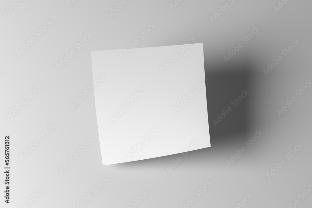 Square flyer paper mockup floating on white background Square flyer paper mockup floating on white background