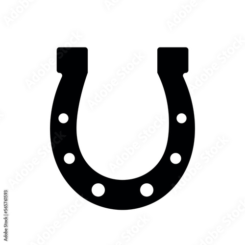 Canvas Print horseshoe silhouette, black filled vector icon, symbol of luck, saint patrick's