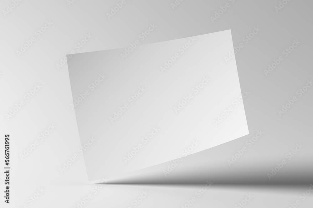 Horizontal A4 flyer paper mockup floating on white background