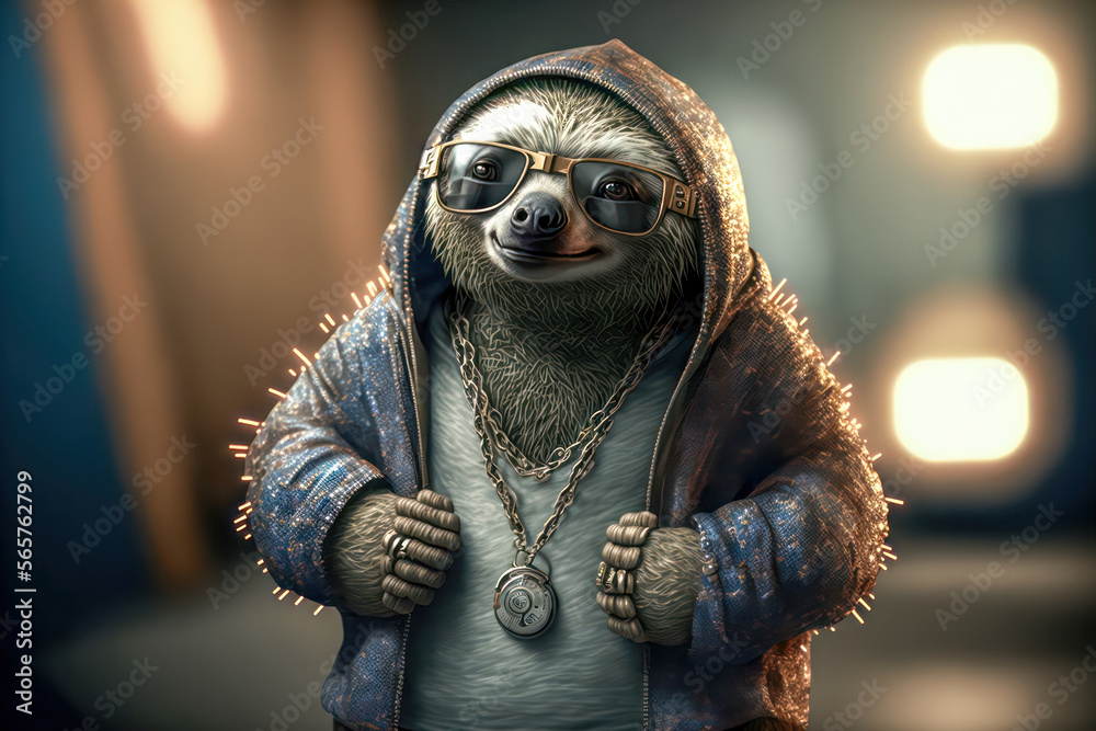 Animal Rapper Abstrakte Illustration Digital Art Hintergrund Background Cover Generative AI Cartoon Fantasy