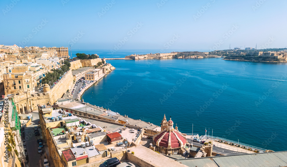 Looking out over Valletta's Grand Harbour on the island of Malta