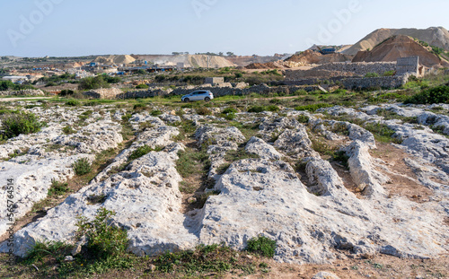 Cart ruts on the island of Malta at Misrah Ghar il-Kbir (Clapham Junction) photo