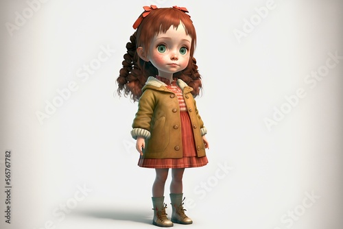 High-detailed 3D rendered little girl, Generative AI
