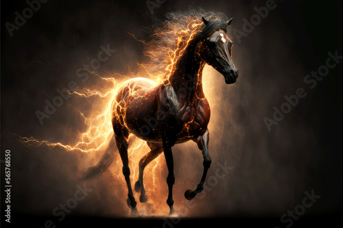 a horse is possessed by a dark phoenix, horse poster, generative ai