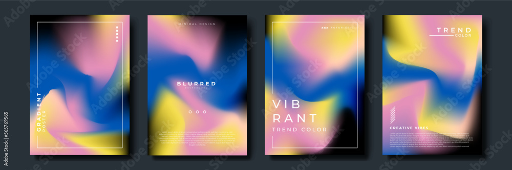 Fototapeta premium Fluid art vector set. Applicable for design cover, presentation, invitation, flyer, annual report, poster and business card, packaging. Modern artwork.
