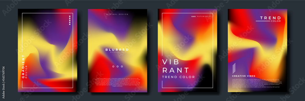 Fototapeta premium Fluid art vector set. Applicable for design cover, presentation, invitation, flyer, annual report, poster and business card, packaging. Modern artwork.
