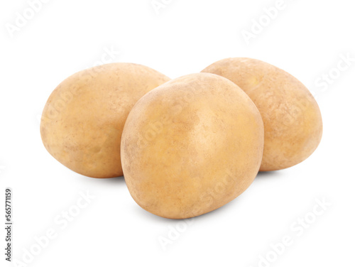 Tasty fresh organic potatoes on white background