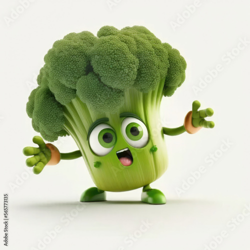 cartoon broccoli character, Generative AI