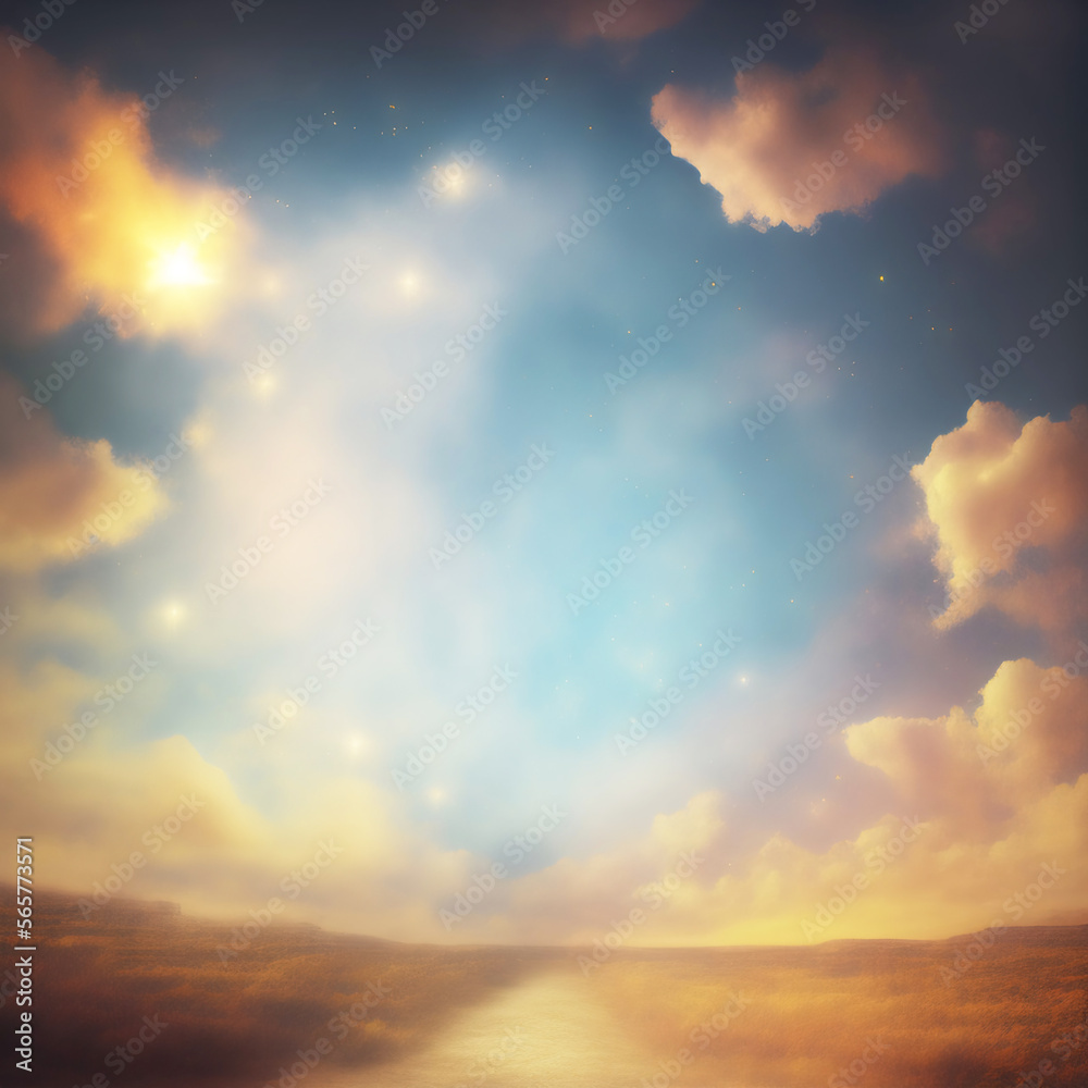 Naklejka premium Generative AI: Beautiful sky and clouds in soft pastel color. Soft cloud in the sky background