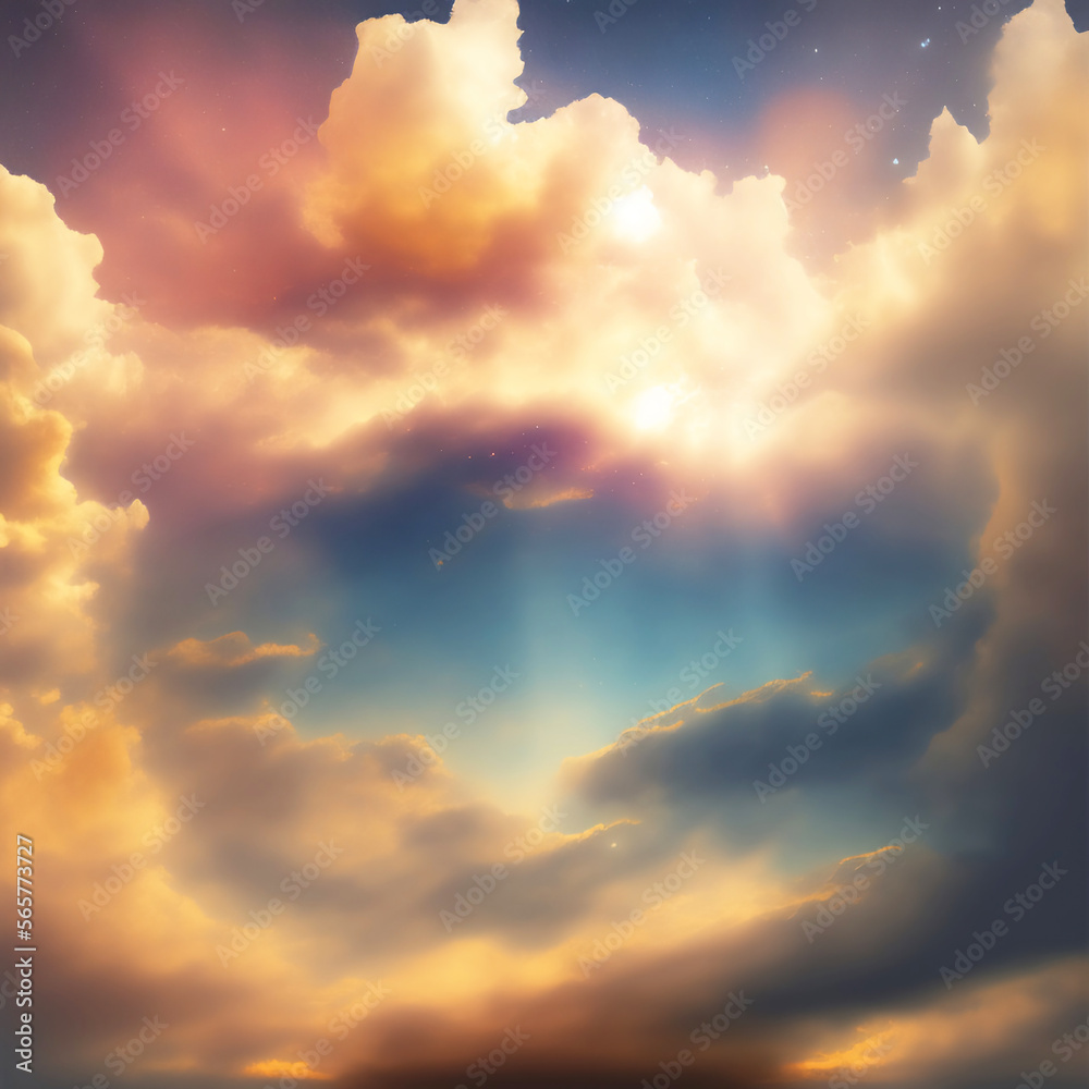 Generative AI: Beautiful sky and clouds in soft pastel color. Soft cloud in the sky background