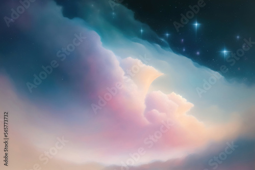 Generative AI  Beautiful sky and clouds in soft pastel color. Soft cloud in the sky background