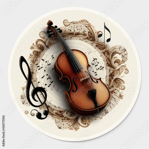 violin on music sheet photo