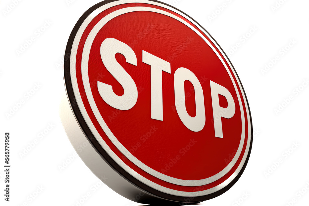 Stop sign isolated on white background - Generative AI Stop sign isolated on white background - Generative AI