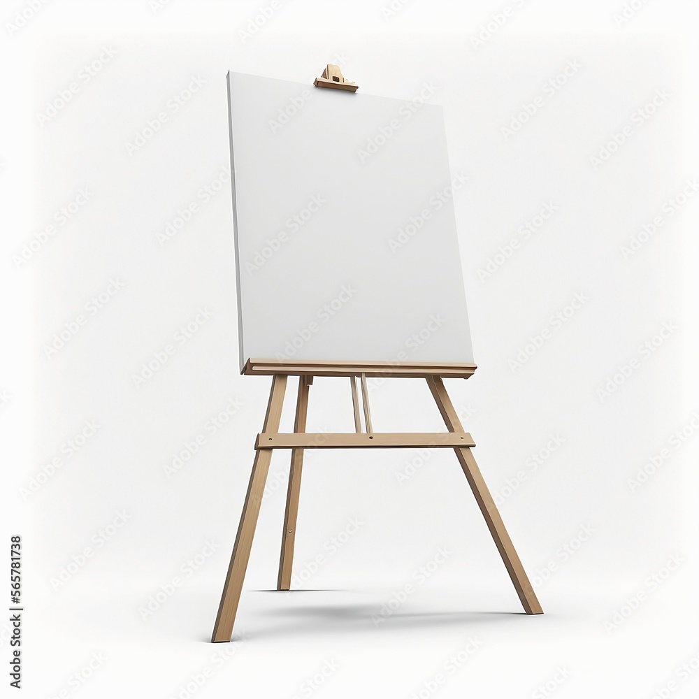 Rendering of Painting Easel in White Background Blank Canvas Rendering, Generative Ai Illustration Rendering of Painting Easel in White Background Blank Canvas Rendering, Generative Ai Illustration