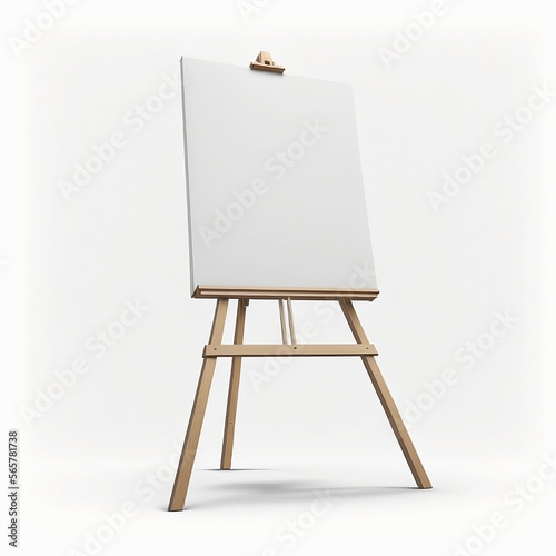 Rendering of Painting Easel in White Background Blank Canvas Rendering, Generative Ai Illustration