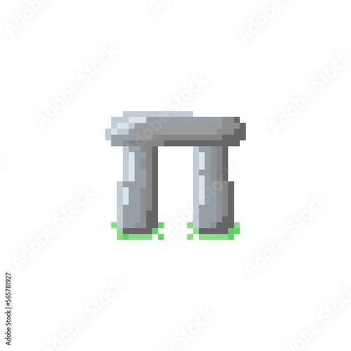 Illustration vector graphic of stone henge in pixel art syle