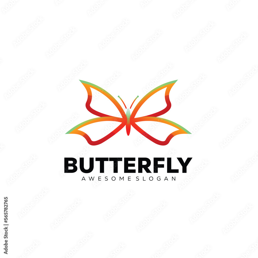butterfly line art logo design beauty animal