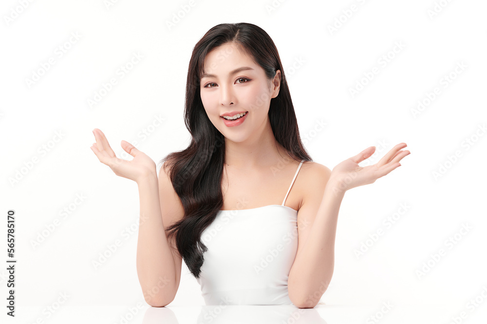 Beautiful young asian woman with clean fresh skin on white background, Face care, Facial treatment, Cosmetology, beauty and spa, Asian women portrait. Beautiful young asian woman with clean fresh skin on white background, Face care, Facial treatment, Cosmetology, beauty and spa, Asian women portrait.