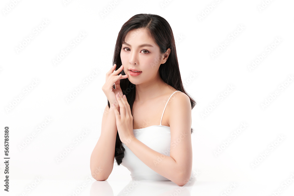 Beautiful young asian woman with clean fresh skin on white background, Face care, Facial treatment, Cosmetology, beauty and spa, Asian women portrait. Beautiful young asian woman with clean fresh skin on white background, Face care, Facial treatment, Cosmetology, beauty and spa, Asian women portrait.