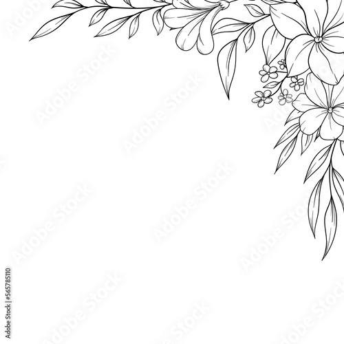 outline spring flower corner border