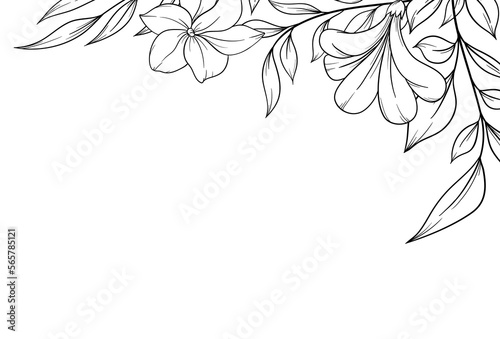 outline spring flower corner border