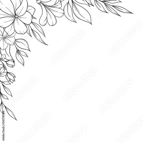 outline spring flower corner border
