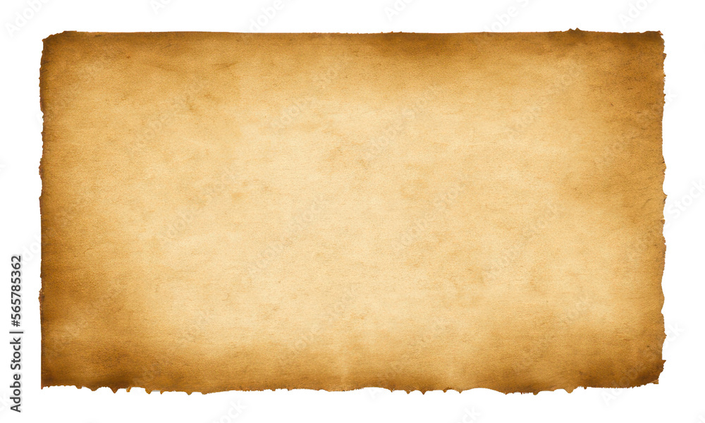 old paper isolated on white background created with generative AI
