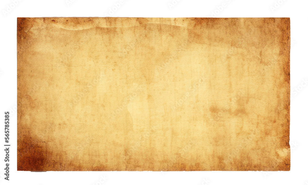 old paper isolated on white background created with generative AI