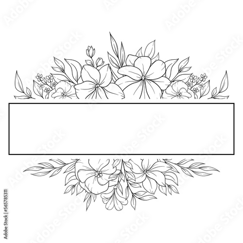 spring flower frame outline
