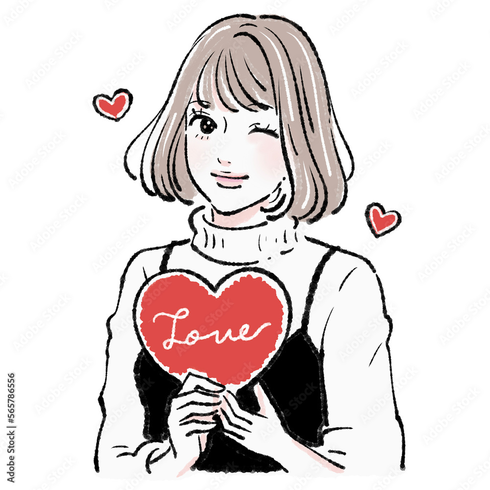 バレンタイン/ハート/LOVE/恋/恋愛/愛/告白/女性のイラスト素材