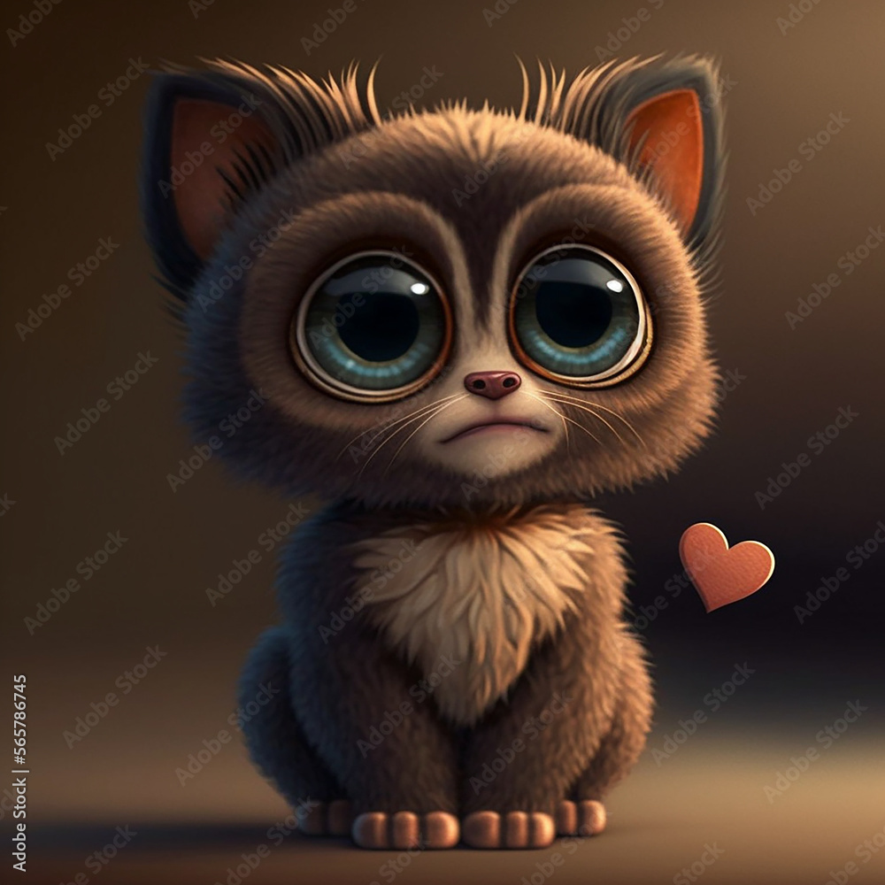 cat valentine's day 3d cute made with generative AI
