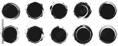 筆ブラシの円形ベクターイラストセット	