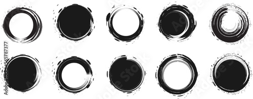 筆ブラシの円形ベクターイラストセット	