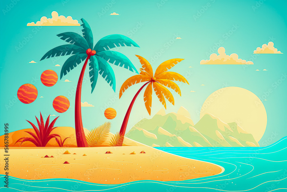 Summer Landscape - illustration - Generative AI