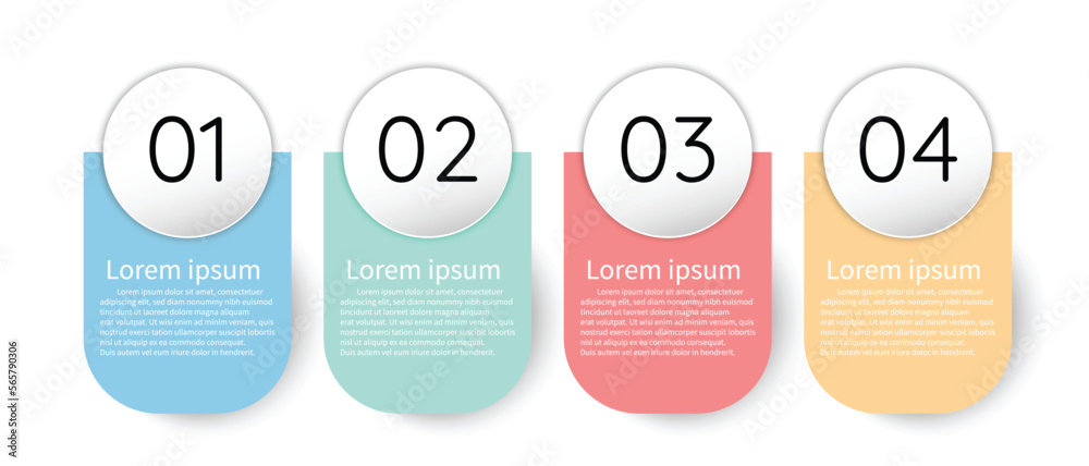 Infographic template for business information presentation. Vector circles and geometric elements. Modern workflow diagrams. Report plan 4 topics Infographic template for business information presentation. Vector circles and geometric elements. Modern workflow diagrams. Report plan 4 topics
