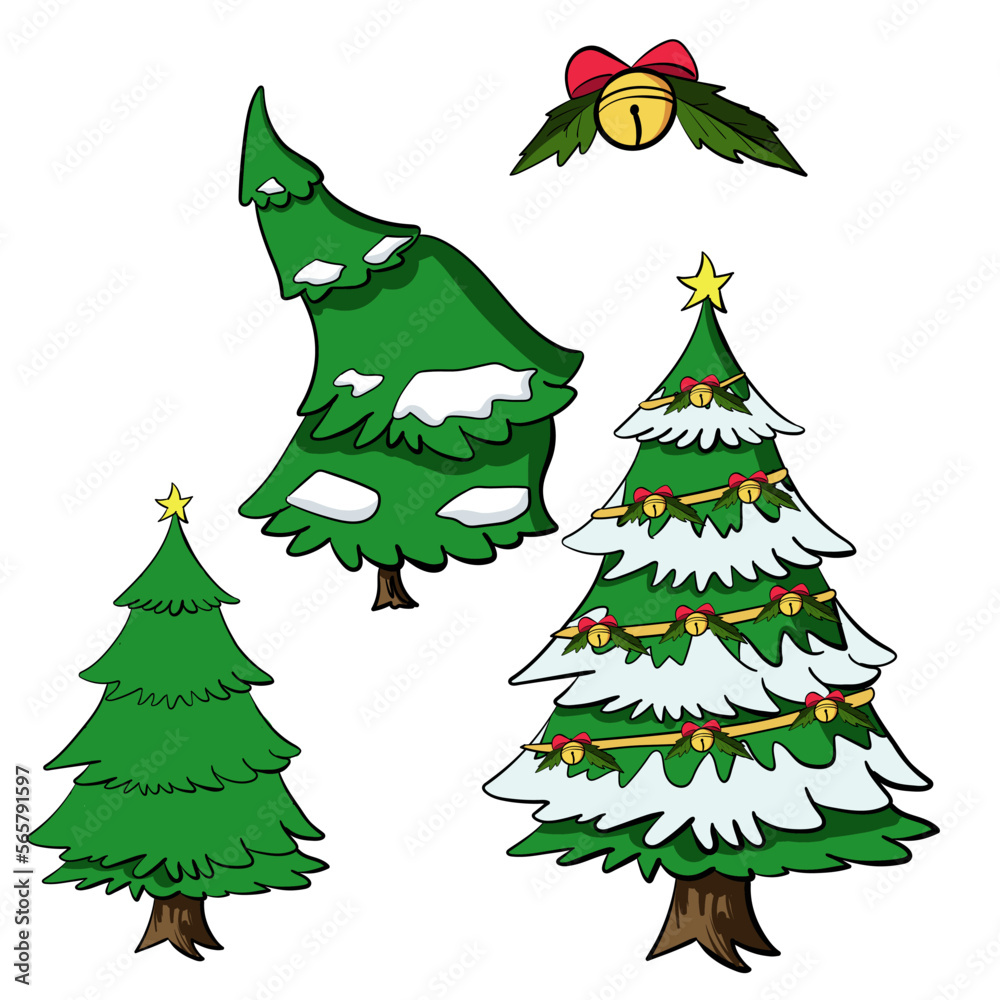 element christmas tree cartoon style