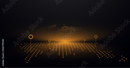 World map with Location marking pin. Navigation, logistics, transport. Vector illustration