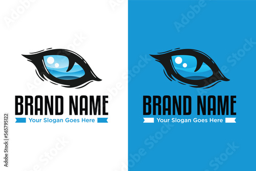 crocodile eye water illustration logo design