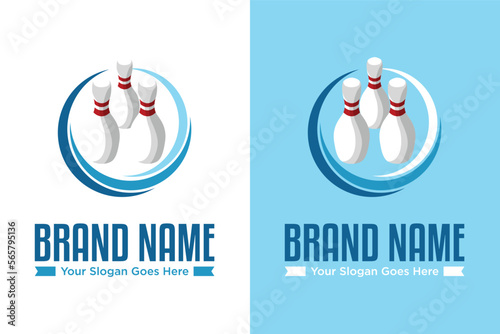 simple bowling pins illustration logo design