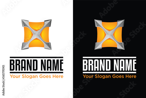 modern X square abstract illustration logo design