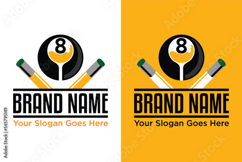 simple billiard pool bar illustration logo design