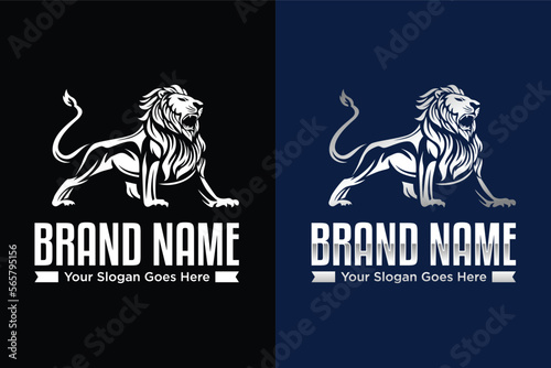 Silver lion illustration logo design