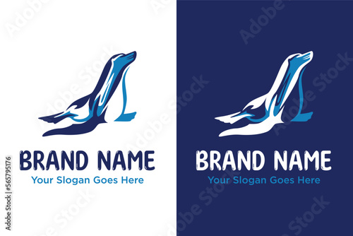 Blue seal illustration logo design